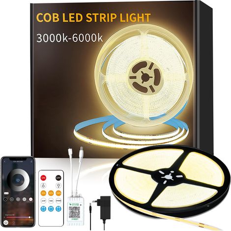 20m Ruban LED COB Dimmable 24V Flexible COB LED Strip Kit de Bande LED COB 3000K Blanc Chaud Lumineux Lumière Sous Unité pour Home Party DIY Décoration APP Contrôle avec Télécommande (1/5)