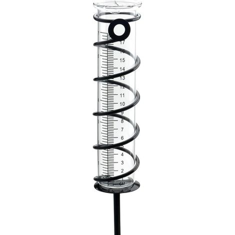 Glass rain gauge for outdoor use, glass rain gauge with metal pole, outdoor rain gauge tube, glass rain gauge for the garden with clear scale (43 cm) (1/5)
