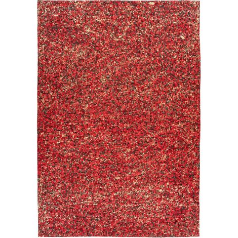 Tapis en Cuir Fait Main "Finish" Rouge & Or 80 x 150 cm (1/4)
