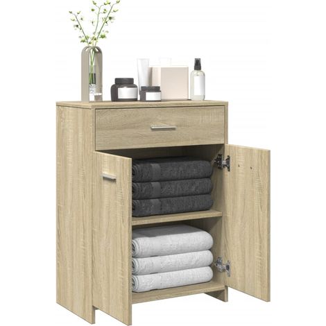 Armoire de salle de bain,Meuble de salle de bain Chêne sonoma 60x33x80 cm Aggloméré CFW82474 (1/5)