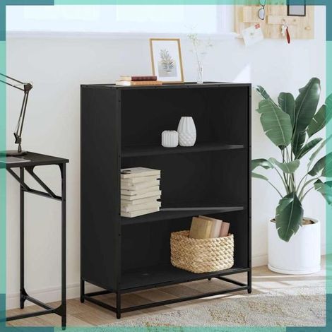 849119 Bibliothèque noir 80,5x35x107,5 cm bois d'ingénierie (1/5)