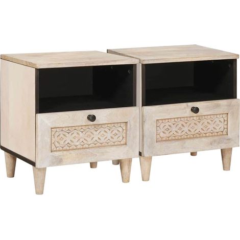 Mesa de noche 2 pcs Blanco 40 x 33 x 46 cm Madera de ingeniería vidaXL