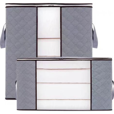 2-teiliger Kleiderorganizer mit Aufbewahrungstasche, Deckel, verstärktem Griff und Reißverschluss