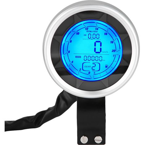 Compteur moto LCD multifonction tachymètre speedomètre odomètre alerte survitesse (1/5)