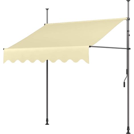 Auvent Manuel Rétractable Résistant aux UV Store Banne de Jardin en Acier Polyester avec Manivelle sans Perçage Auvent Téléscopique Hauteur et Inclinaison Réglable 250cm ,beige 100cm120cm (1/5)
