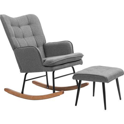 Sillón balancín con reposapiés de poliéster gris oscuro 130 kg HOMVRA (1/5)
