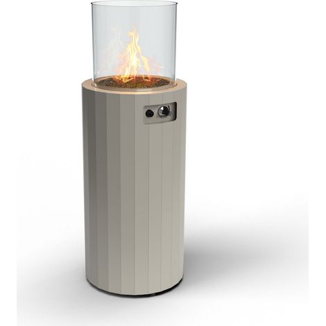 Bino - Planika - Terrassenheizstrahler, Säulenofen mit Feuerstelle, Gaskamin für Propangas oder Flüssiggas/Gas, Höhe 102 cm, 8 kW, grau + Abdeckung (1/5)