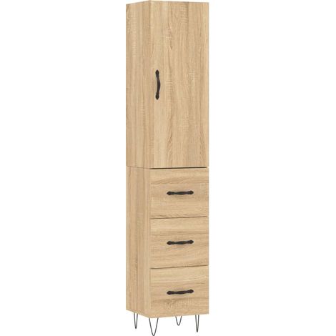 Buffet,Bahut,Meuble de Rangement haut Chêne sonoma 34,5x34x180 cm Bois d'ingénierie CFW53536 (1/5)