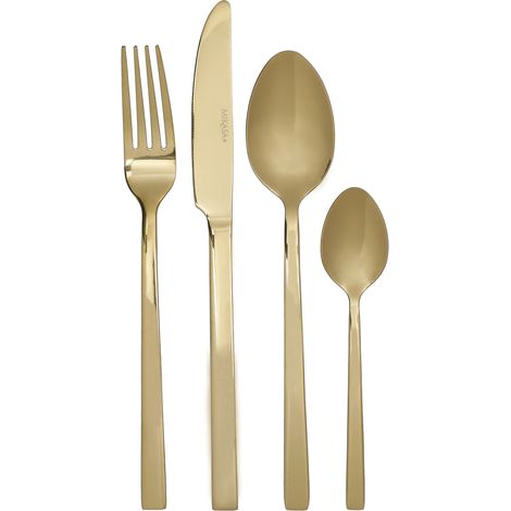 Mikasa C000389 - Set di posate (16 pezzi, acciaio inox), colore oro