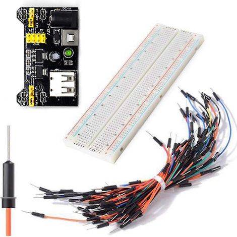 Module d'alimentation pour plaque d'essai MB102 3,3 V/5 V + plaque d'essai sans soudure 830 points + 65 fils de connexion (1/5)
