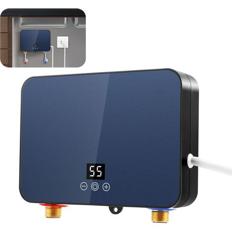 Mini chauffe-eau instantané 6000 W 220 V - Chauffe-eau sous évier - Mini chauffe-eau électronique à régulation électronique avec affichage de la température LED lisible [Classe énergétique B]