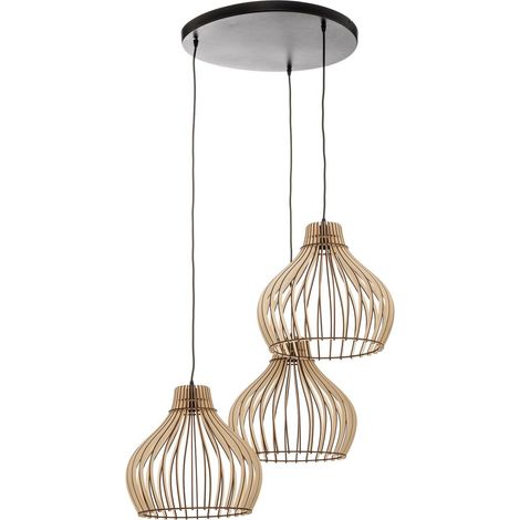 [NEUWERTIG] Euluna Hängeleuchte Barrel Mit Holzschirmen Deckenlampe Deko Pendelleuchte 517 B-Ware