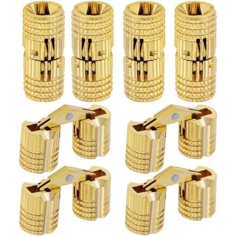 Lot de 8 Charnières Invisibles en Laiton de 10mm, Charnières Caché Angle d'ouverture de 180 Degrés pour Boîte à Bijoux, Coffret Cadeau, Plans de Travail (10mm) (1/4)