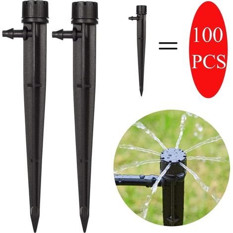 100pcs Goutteurs d'irrigation de Jardin pour Tube de 4 mm/7 mm 360 degrés 8 Trous réglables Système d'irrigation Micro débit Kit (1/5)