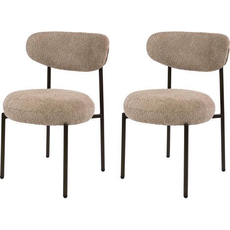 Lot de 2 chaises repas 52x57x81 cm en tissu bouclette sable et bronze (1/5)