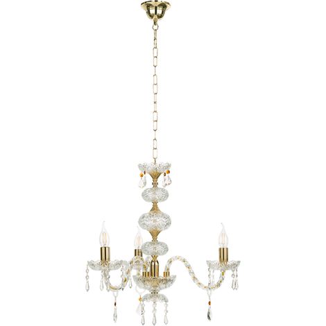 Lampadario sospeso DALLAS in cristallo D65 cm con finiture oro da 3 luci (1/2)