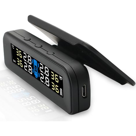 Pneu Voiture Détecteur de Pression Solaire Universel Écran LCD Temps Réel 4 Capteurs Jauge TPMS (1/5)