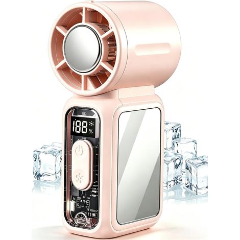 Mini Ventilateur Portable de Poche avec Refroidissement Glacé 3600 mAh - 199 Vitesses, Moteur 17000 tr/min, Écran LED, Miroir et Lampe Torche (1/5)