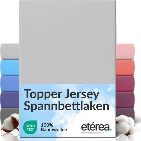 Drap-housse en jersey etérea Topper 100x200 - 120x200 cm Oeko-Tex Made in Green - 100% coton - Argent (1/5)