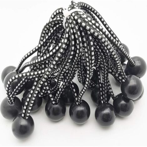 25pcs Professional Rubber Bungee Cord with Ball (Black, 150mm) for Tents, Tarpaulins, Posters. Tarpaulin Tensioner, Bungee Strap, Tarpaulin Holder, Tarpaulin Rubber, Rubber Tensioner MUMU (1/3)