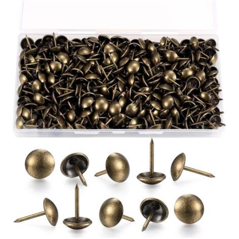 200 Pièces Clous de Tapissier, Clous Ameublement Décoratifs, Punaises de Tapisserie, Clous de Meubles en Laiton Antique avec Boîte en Plastique pour Fauteuil Canapé Meuble Objets en Bois - 11x17 mm (1/5)
