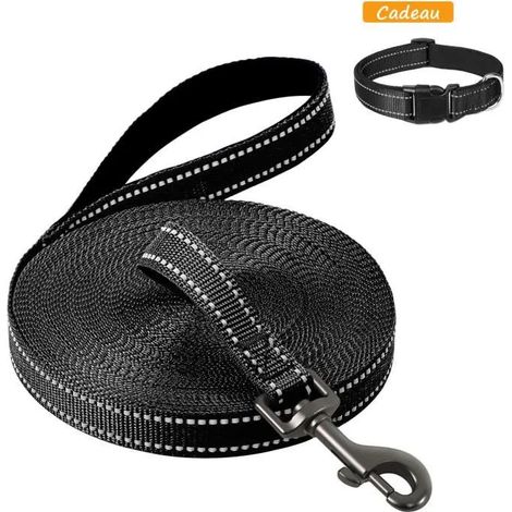 Longe pour Chien 10m, Longue Laisse Réfléchissante, Corde avec Poignée Rembourrée, Laisses de Dressage pour Chiens (1/4)