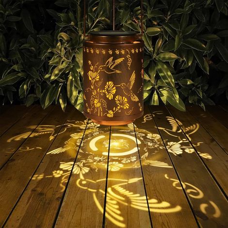 Farol solar de jardín para exteriores, farol decorativo con forma de flor, luz colgante impermeable para patios, jardines y entradas de vehículos, regalo, estilo 2 (1/4)