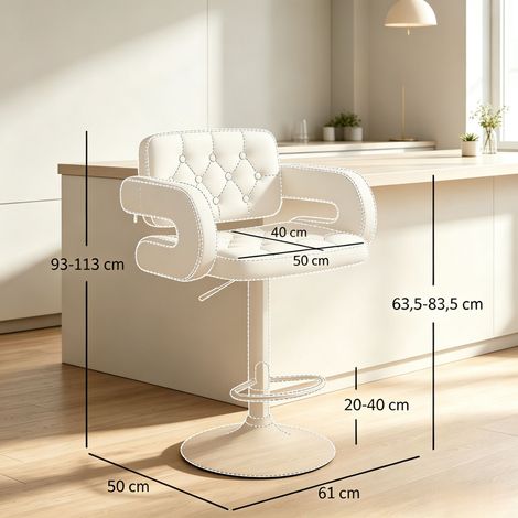 Tabouret de bar ergonomique réglable, siège de bureau avec accoudoirs et dossier, chaise polyvalente pour atelier ou salon (unité unique) (1/5)