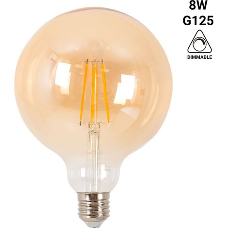Ampoule LED Vintage Globe Filament - E27 G125 - 8W - Dimmable