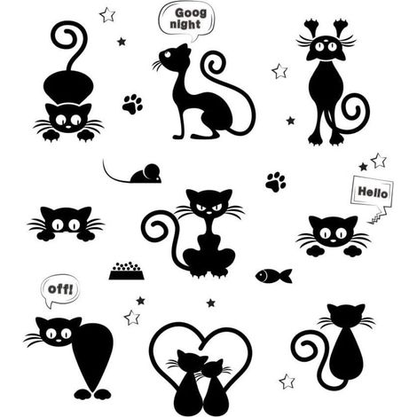 Mignon Chat Amovible Stickers Muraux Stickers Salon Accueil enfants Chambre Décor (1/5)