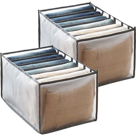2 organiseurs rangement jeans, pantalons, armoire pliable maille, grande capacité