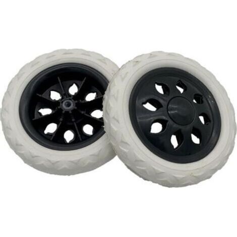 Lot de 2 roues de rechange pour caddie de courses - 1 paire - Blanc et noir, Centre noir avec bande de roulement blanche (1/5)