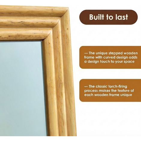 VVBV Miroir sur pied, 160 x 50 cm, support réglable, cadre en bois, bois et métal, marron (1/5)