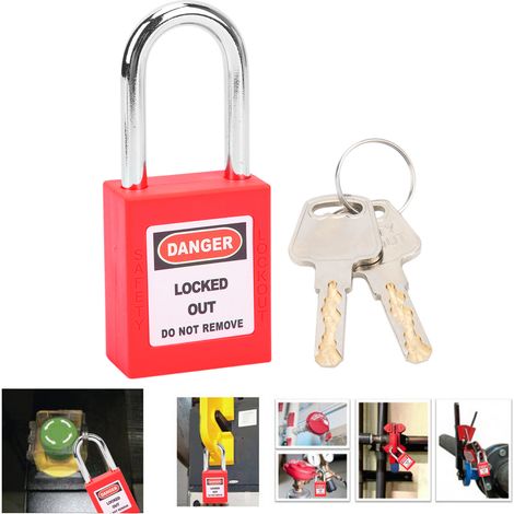 SJLERST Cadenas de sécurité LOTO de 38 mm, verrouillage et isolation, pour la fabrication de machines, rouge (1/5)