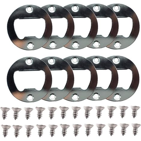 Round Metal Corkscrew, DIY Metal Bottle Opener, Suitable For Bar, Home, Party, Restaurant, DIY, Decoration And Other Scenes. (With Screws, Silver, Set Of 10 Pieces) (1/5)