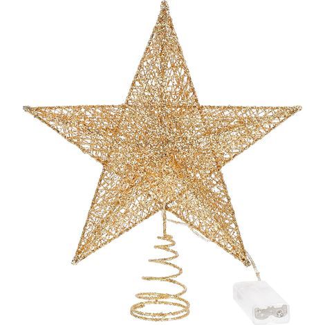 Décoration de Noël,Décoration de Noël dorée,Arbre à paillettes,Étoile creuse,Décoration de sapin de Noël,Décoration de fête,Décoration d'étoile