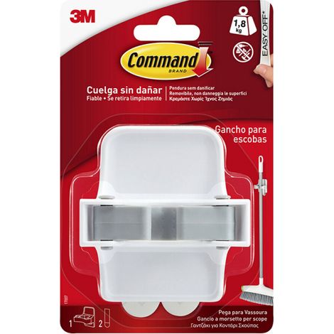 Command gancho para escobas, 1 ud + 2 tiras, máx 1,8 kg (1/4)