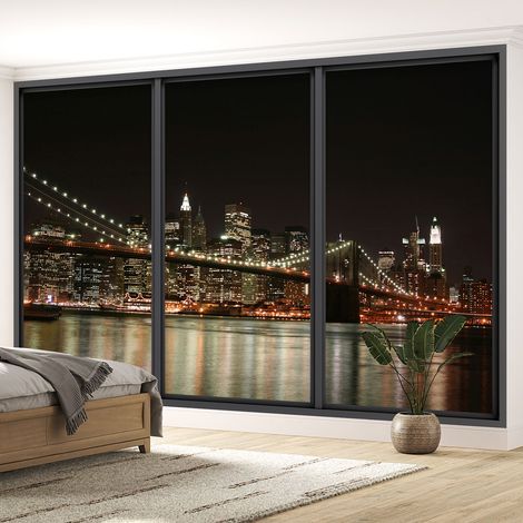 Papier peint panoramique Trompe l'oeil baie vitrée - New York - 130 cm x 78 cm (1/5)