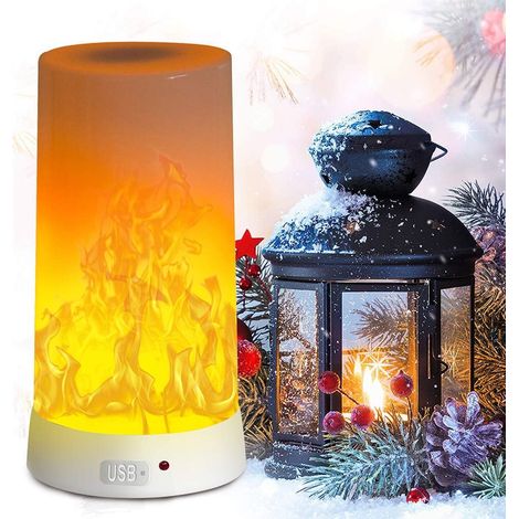 LED Flame Lamp, USB Rechargeable Flame Night Light, Desk/Table Lamp Waterproof with Magnetic Base & Metal Hook for Christmas Party Indoor/Outdoor (1/5)