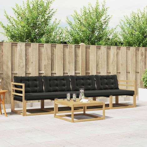 vidaXL Outdoor-Sofagarnitur 5 pcs Weiß und Schwarz 79 x 79 x 37 cm (1/5)