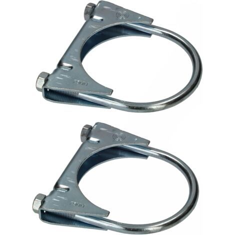 - Lot de 2 colliers de serrage pour tuyau d'échappement - 75 mm - Pour montage d'antennes, de tuyaux, de mâts - Collier de serrage universel pour raccords de tuyaux-NANOTEH (1/5)