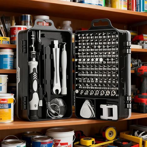 Dieses 115-in-1-Reparaturset für elektronische Produkte mit Präzisionsschraubendreher, Miniatur-Magnetbits und einer flexiblen Verlängerung ist ein ideales Geschenk. (1/5)