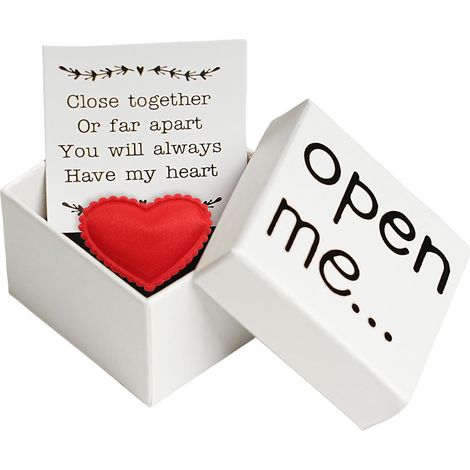 1 Coffret cadeau, Ouvre-moi, Cœur rouge, Carte message, Saint-Valentin, Anniversaire, Couple (1/5)