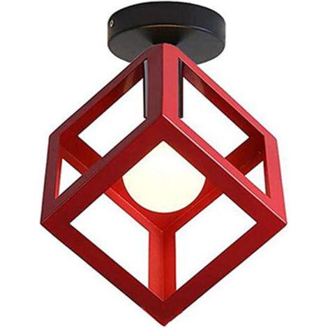 royaluxe- Lampe De Plafond En Forme De Cube Luminaire Plafonnier Moderne Plafonnier Rétro Vintage Rouge (1/5)