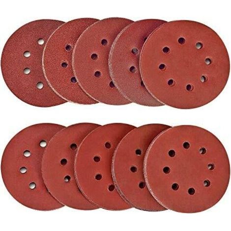 Juego de 100 discos de lijado, discos abrasivos de grano 40/80/120/180/320/600/800/1000/1500/2000, tamaño 125 mm, ideal para lijar/pulir/eliminar óxido, HSDPS5M100, amoladora angular - Crezuo