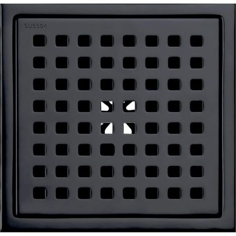 6" square shower floor drain, matte black grate with removable cover, SUS304 stainless steel, YMYNY