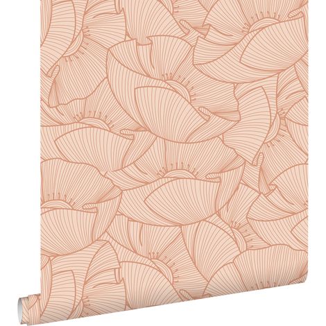 papier peint coquelicots rose terracotta - ESTAhome (1/5)