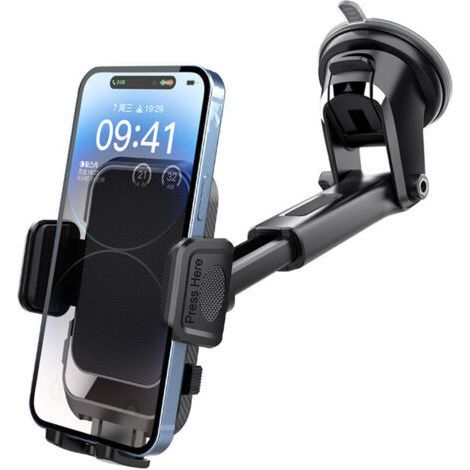 Car Phone Holder Suction Cup for Dashboard Windshield, 360° Rotation Extended Arm Telescopic Angle Car Phone Holder (1/5)