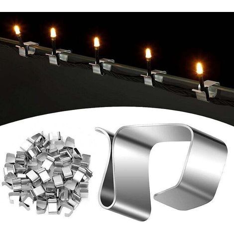 Confezione da 50 ganci per grondaie per luci di Natale, clip decorative per luci a catena, accessori di montaggio per luci di Natale (1/3)