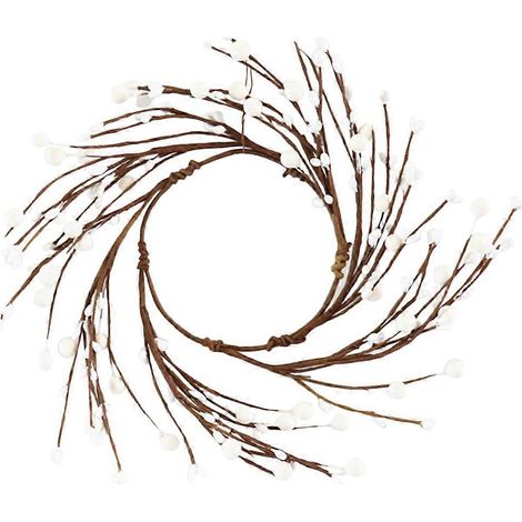Guirlande de bougies de Noël, guirlande de bougies aux baies artificielles, couronne de bougies de Noël-22x22cm-White (1/3)